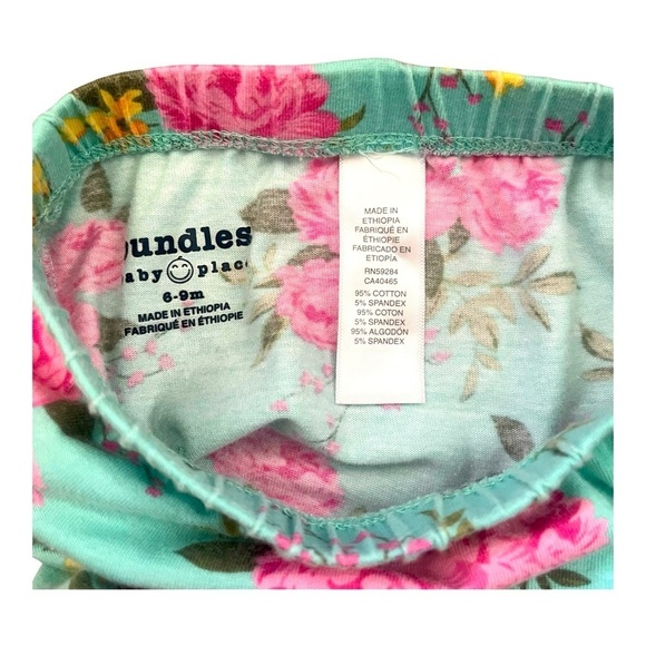 Bundles baby Place pull-on Floral Print Leggings elastic waist blue Girl 6-9 Mo - Picture 9 of 9